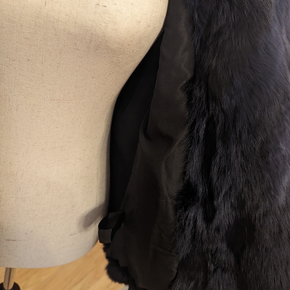 Adrienne Landau Navy Blue Rabbit Fur Jacket - Picture 13 of 16